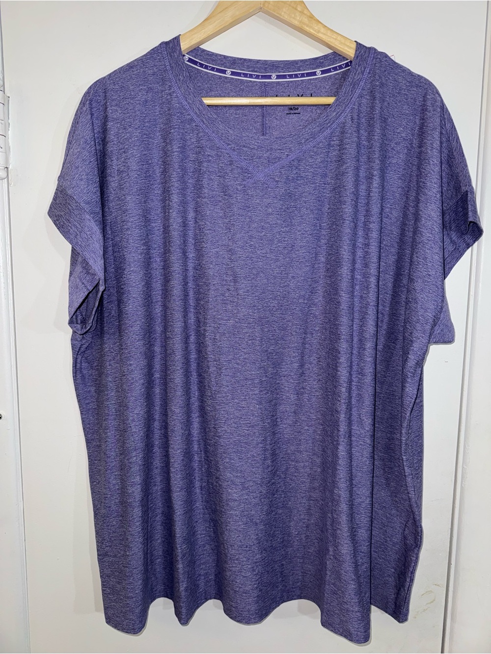 Lane Bryant Heathered Purple Short Sleeve Scoop Neck Top